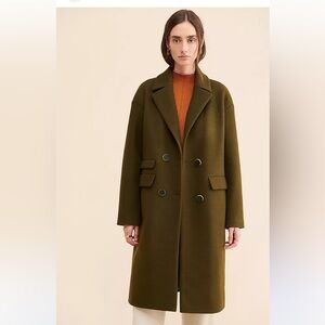 NVLT Jaci relaxed overcoat | Olive Double-Breasted Women's Coat